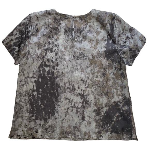 Eileen Fisher Grey Brown Seaspray silk short sleeve T-shirt top - Picture 3 of 7